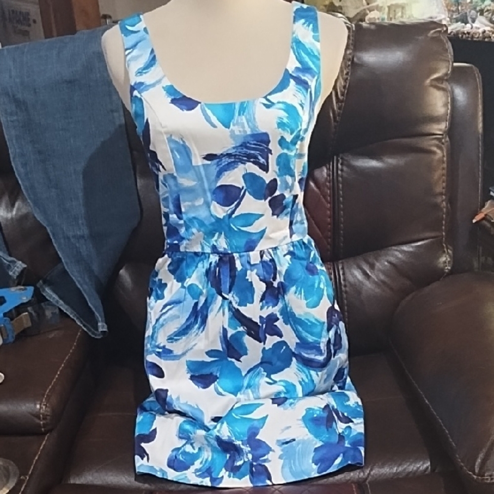 Backless - Vibrant Blue Floral  Dress